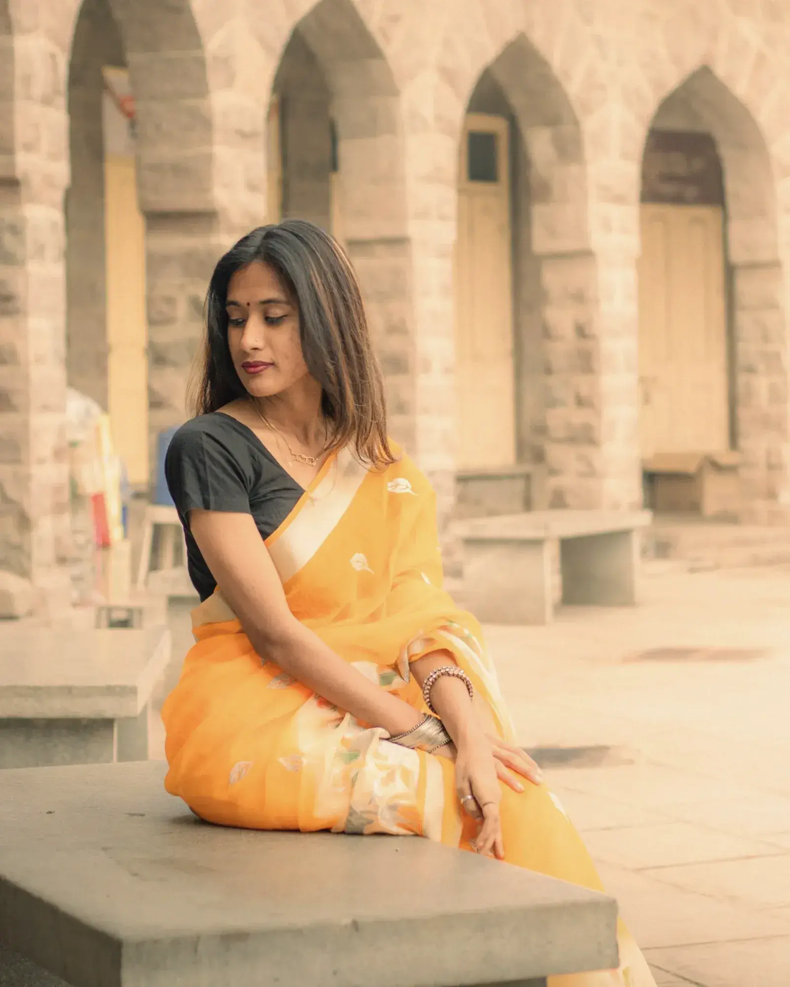 Haldi Chanderi Silk Cotton Saree, drape and pallu